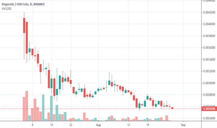 Analyzing the market capitalization and price volatility of Dogecoin.